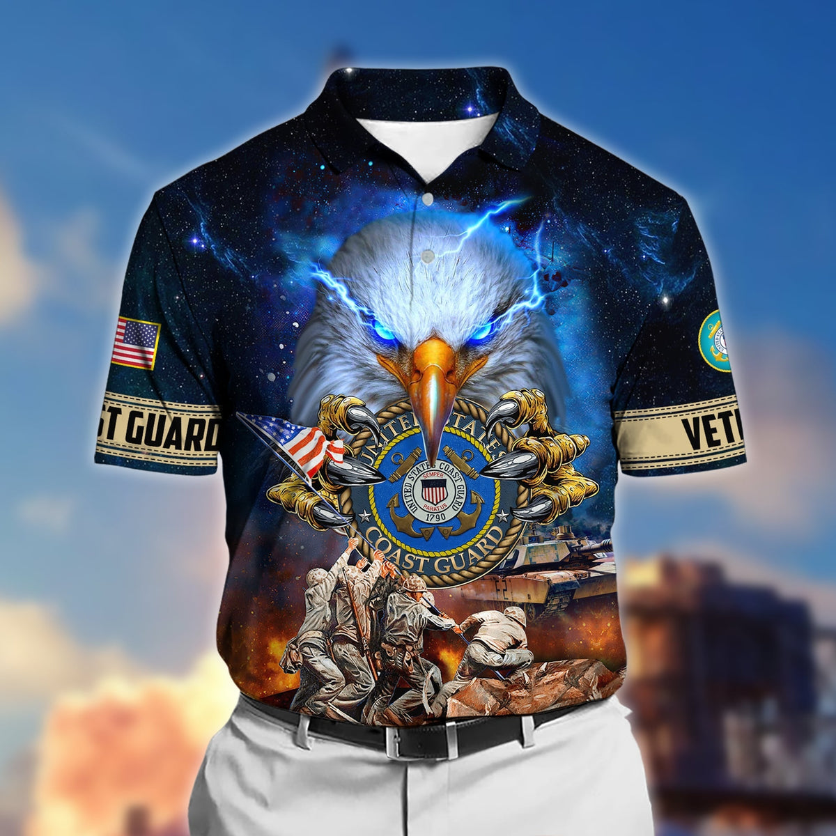 BJ Premium Honor The Fallen US Veteran Polo Shirt