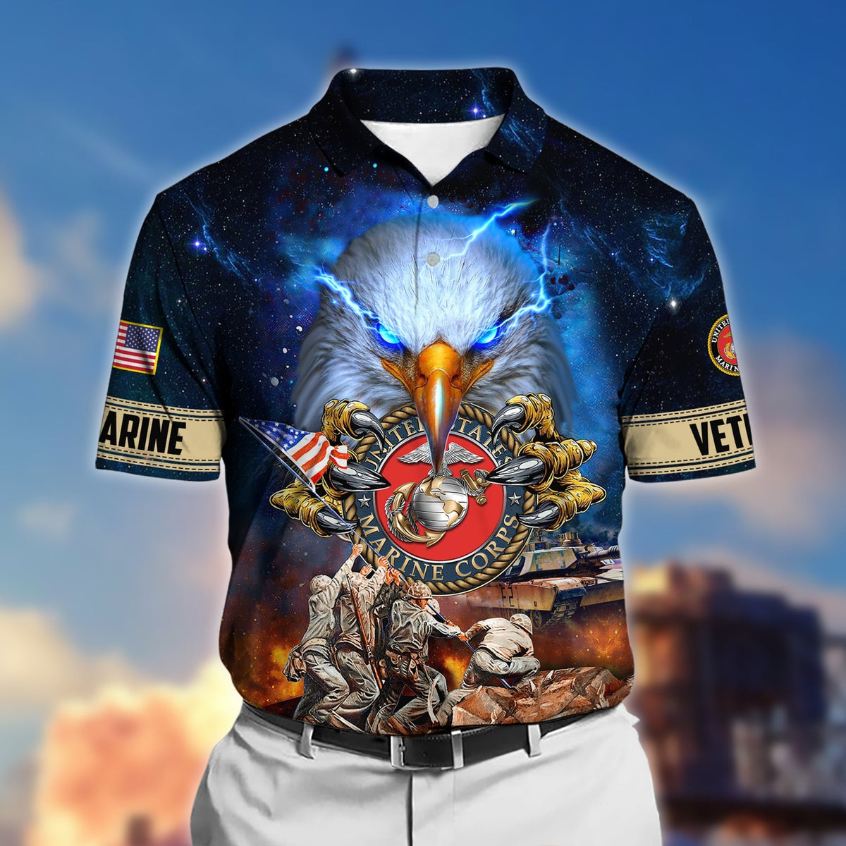 BJ Premium Honor The Fallen US Veteran Polo Shirt