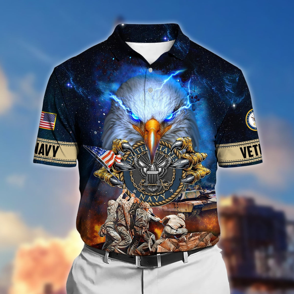 BJ Premium Honor The Fallen US Veteran Polo Shirt