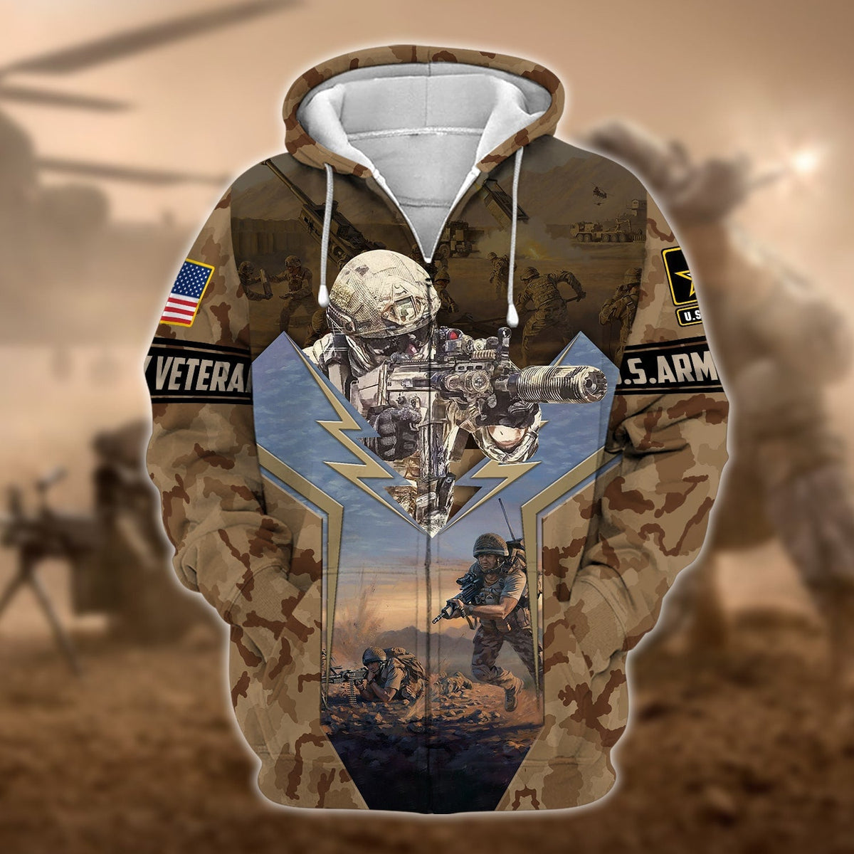 BJ Unique U.S. Army Veteran Zip Hoodie