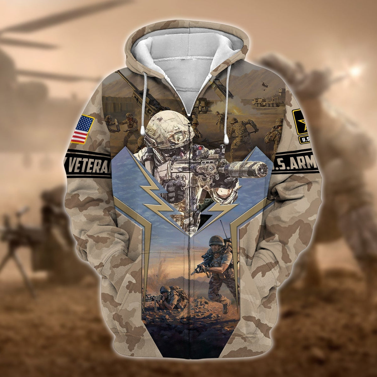BJ Unique U.S. Army Veteran Zip Hoodie