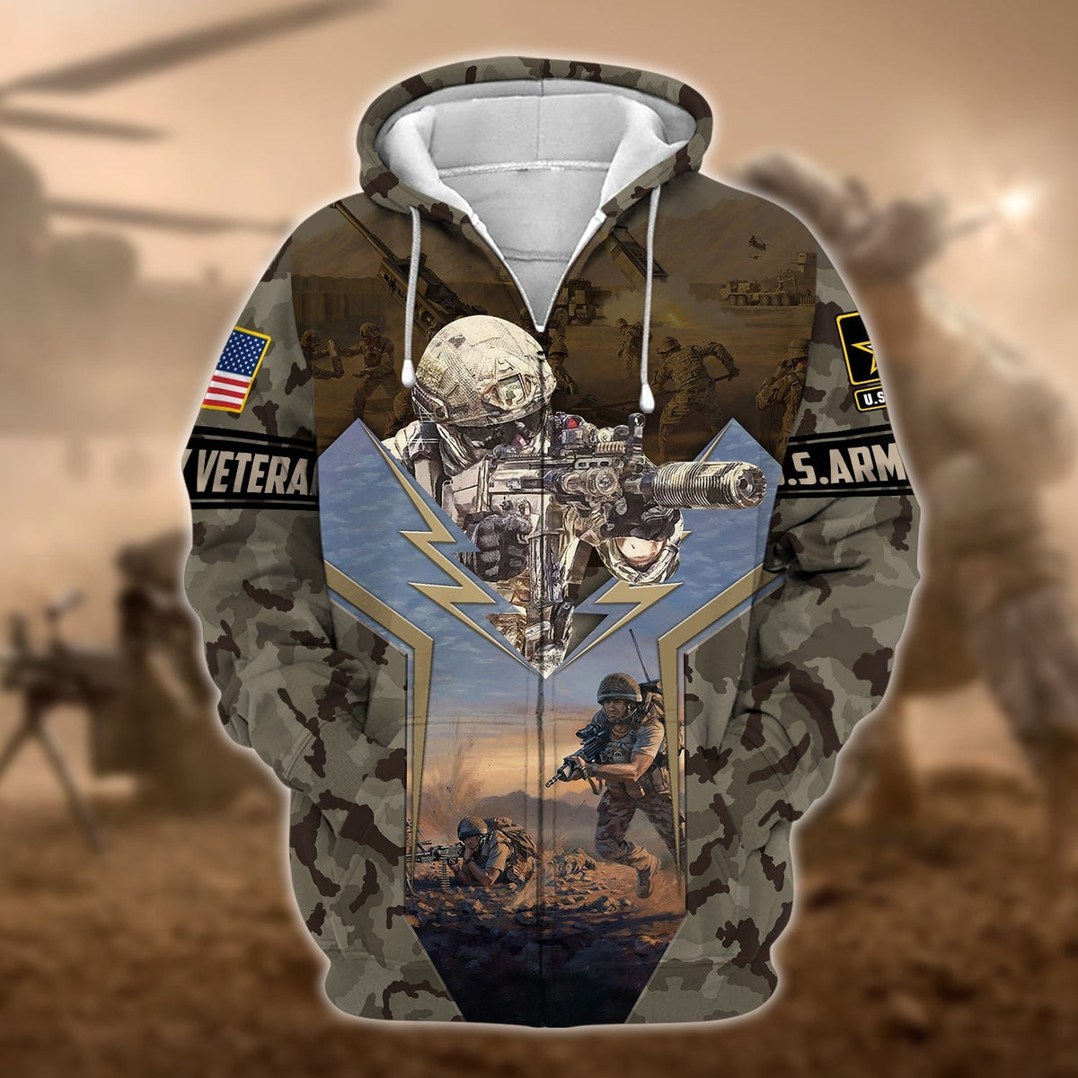 BJ Unique U.S. Army Veteran Zip Hoodie