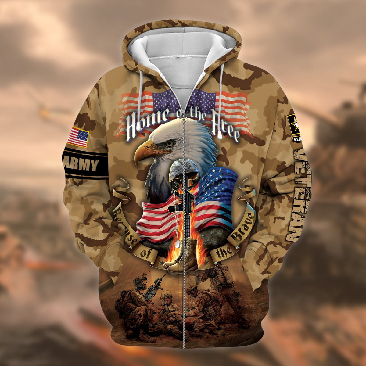 BJ Unique U.S. Army Veteran Zip Hoodie