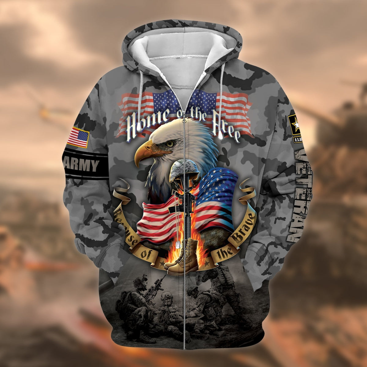 BJ Unique U.S. Army Veteran Zip Hoodie