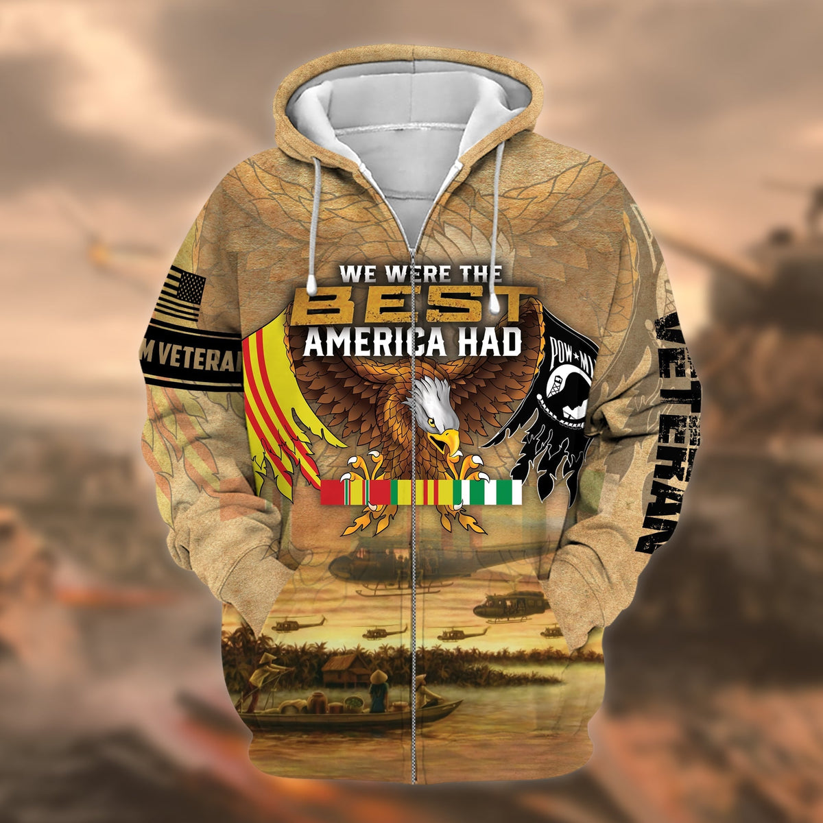 BJ Unique Vietnam Veteran Memorial Zip Hoodie