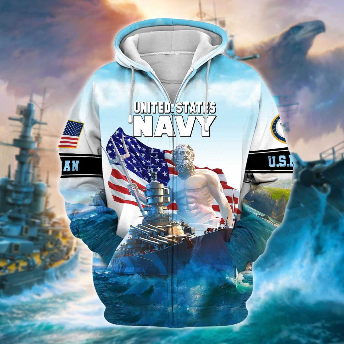 BJ Premium U.S. Navy Veteran Zip Hoodie