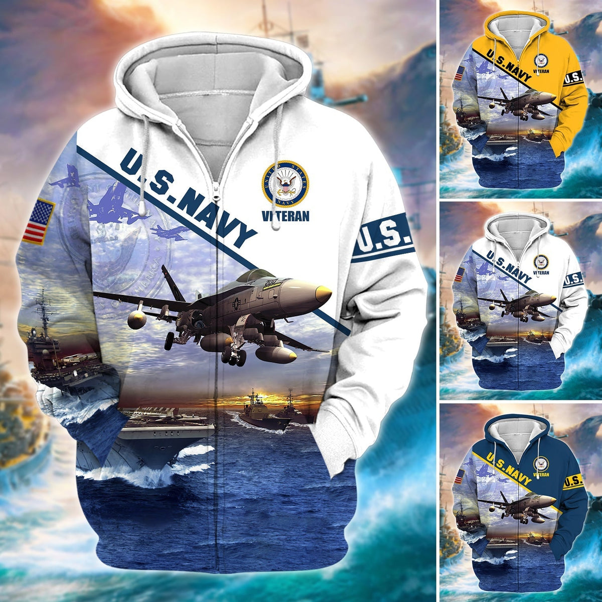 BJ Unique U.S. Navy Veteran Zip Hoodie