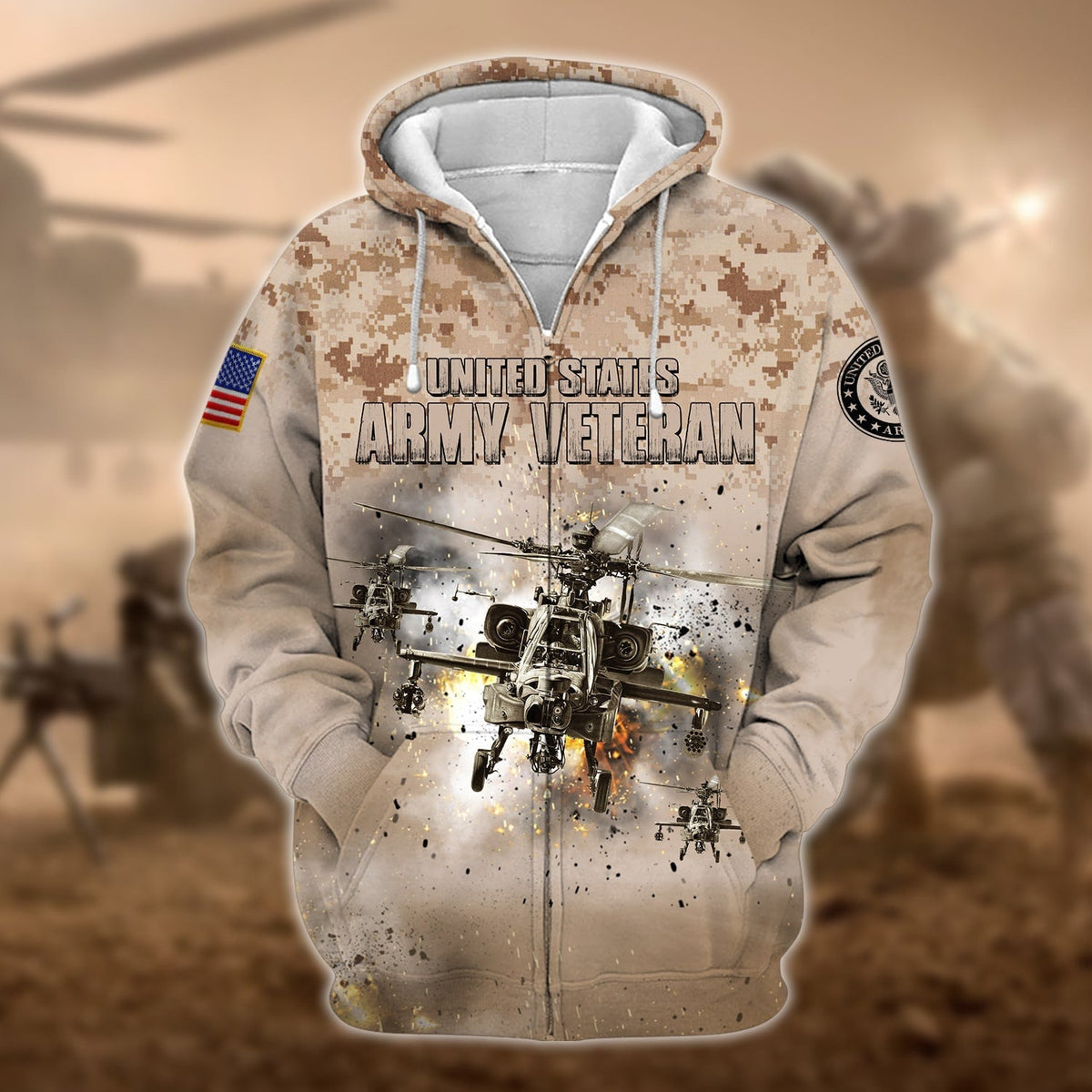 BJ Premium U.S. Army Veteran Zip Hoodie