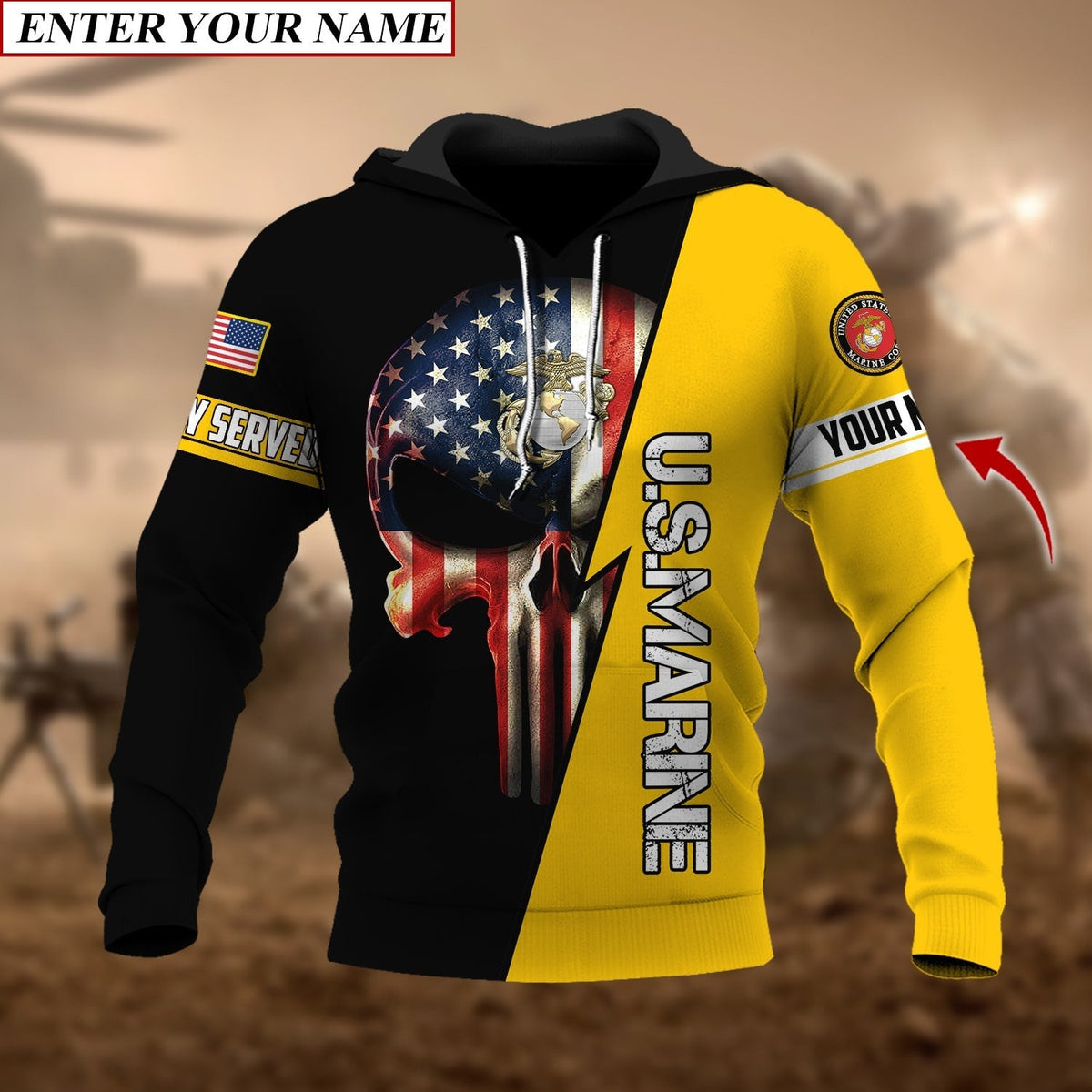 BJ Personalised Premium The Punisher Veteran Hoodie