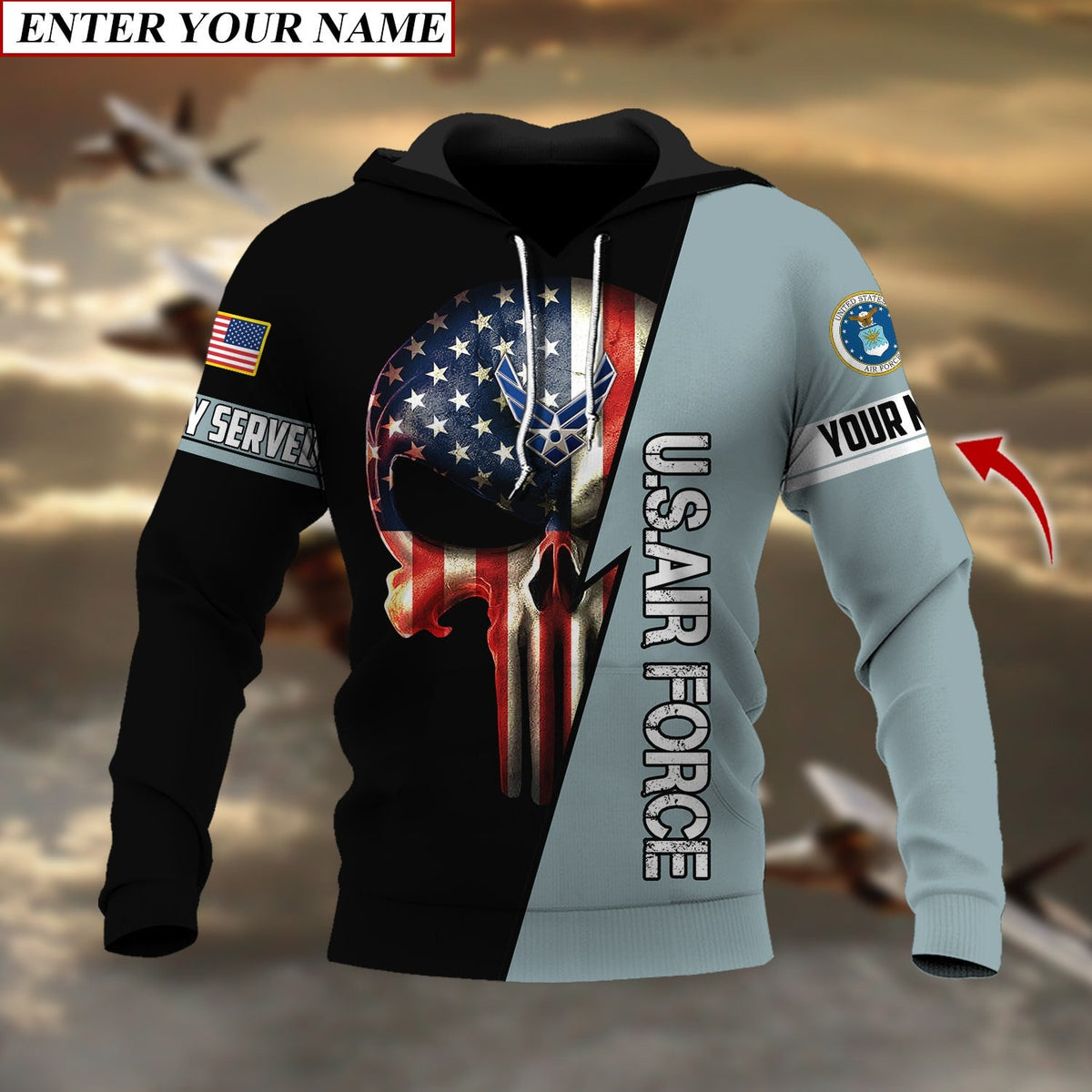 BJ Personalised Premium The Punisher Veteran Hoodie