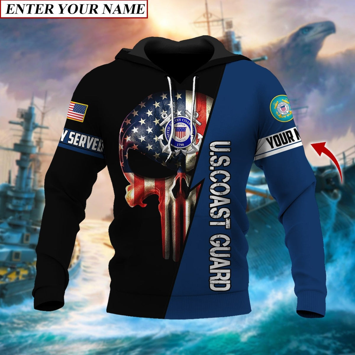 BJ Personalised Premium The Punisher Veteran Hoodie