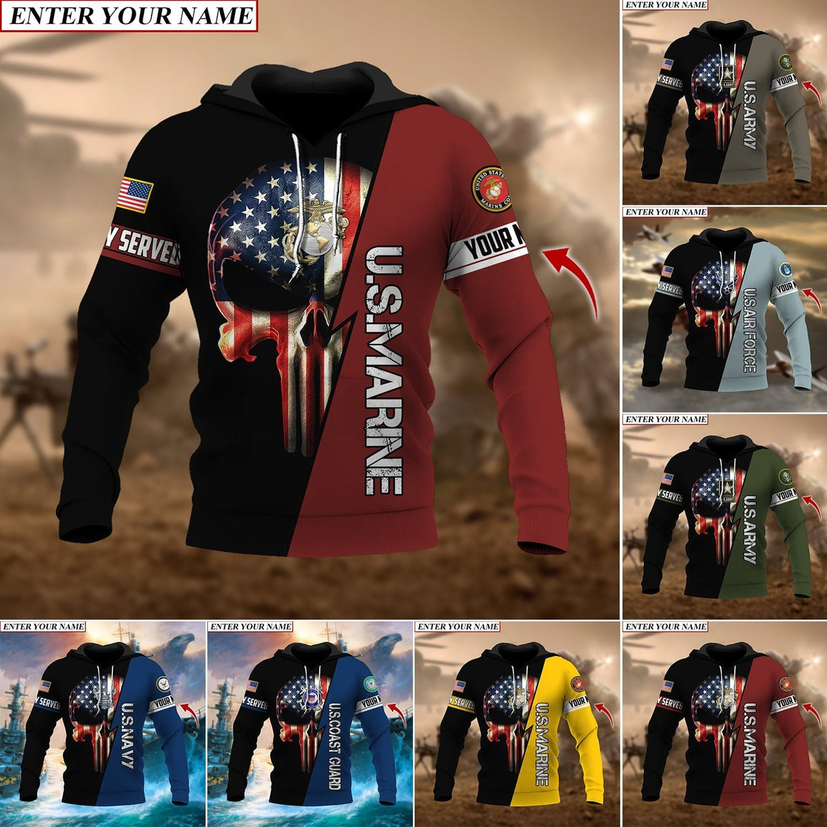 BJ Personalised Premium The Punisher Veteran Hoodie
