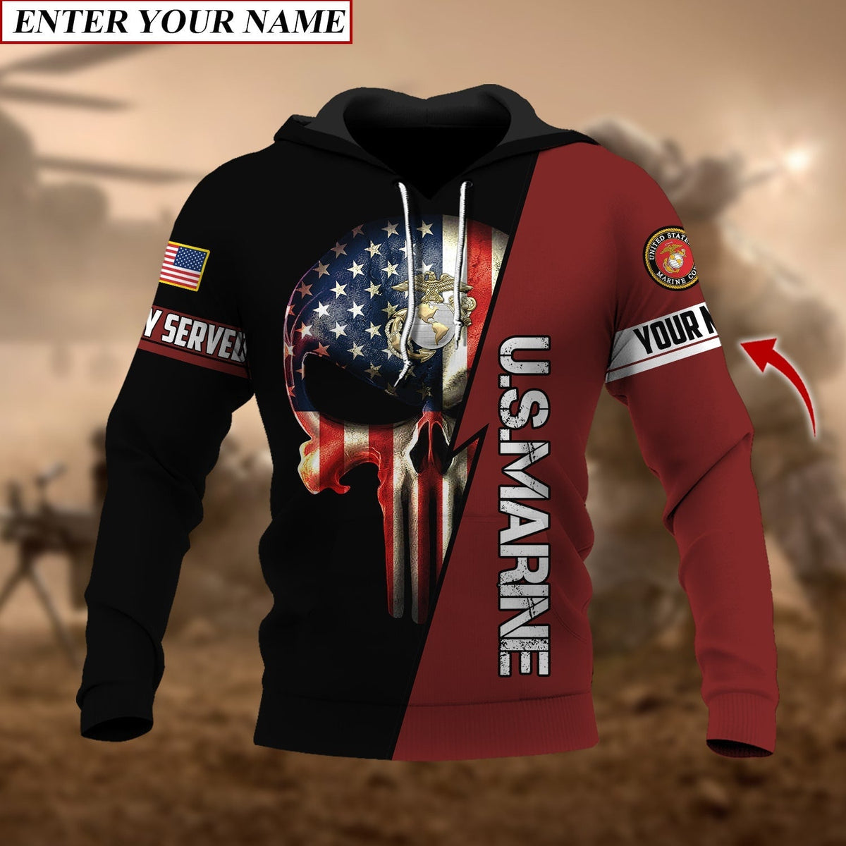 BJ Personalised Premium The Punisher Veteran Hoodie