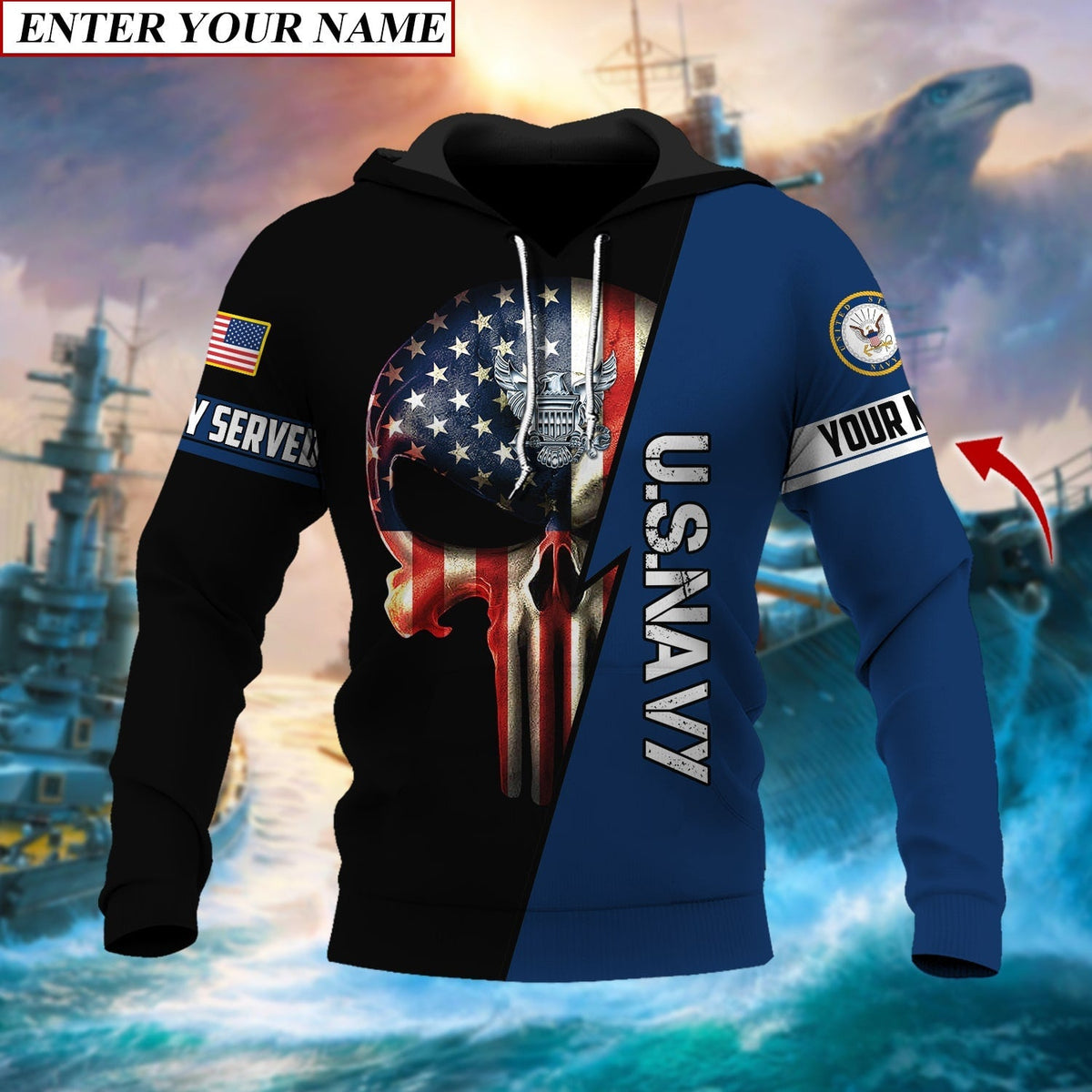 BJ Personalised Premium The Punisher Veteran Hoodie