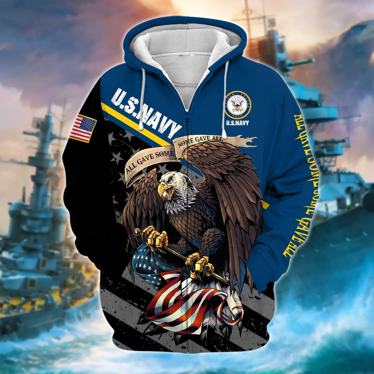 BJ Premium Multiple US Military Services Veteran Zip Hoodie TH15122521