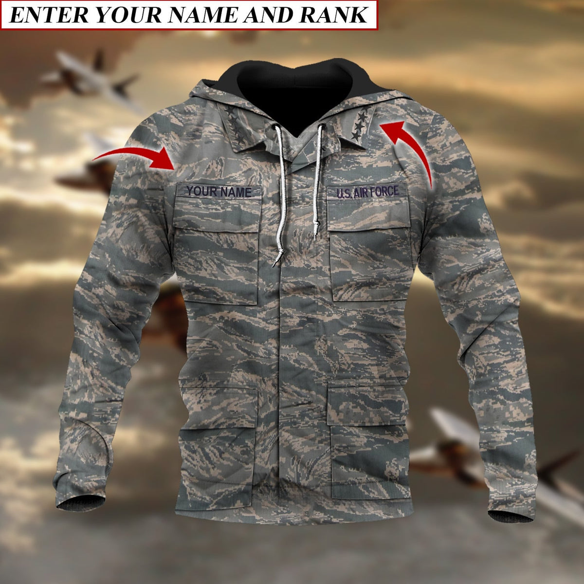 BJ Premium Multiple US Military Services Veteran Personalize Hoodie