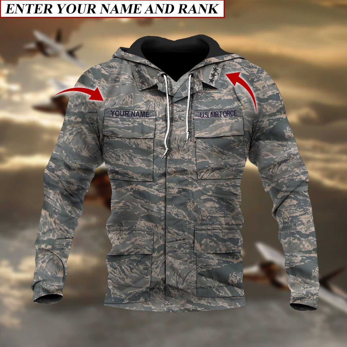 BJ Premium Multiple US Military Services Veteran Personalize Hoodie