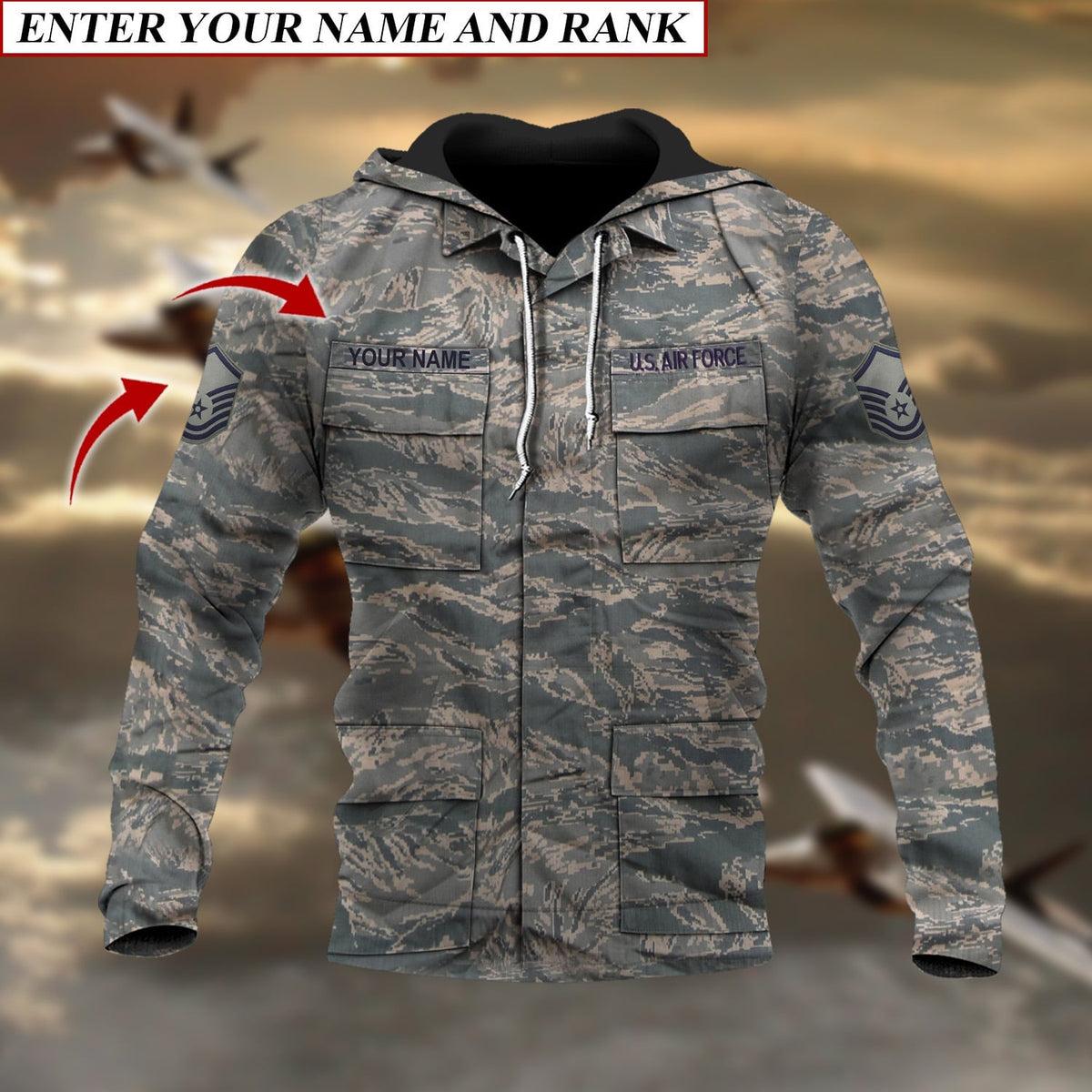BJ Premium Multiple US Military Services Veteran Personalize Hoodie