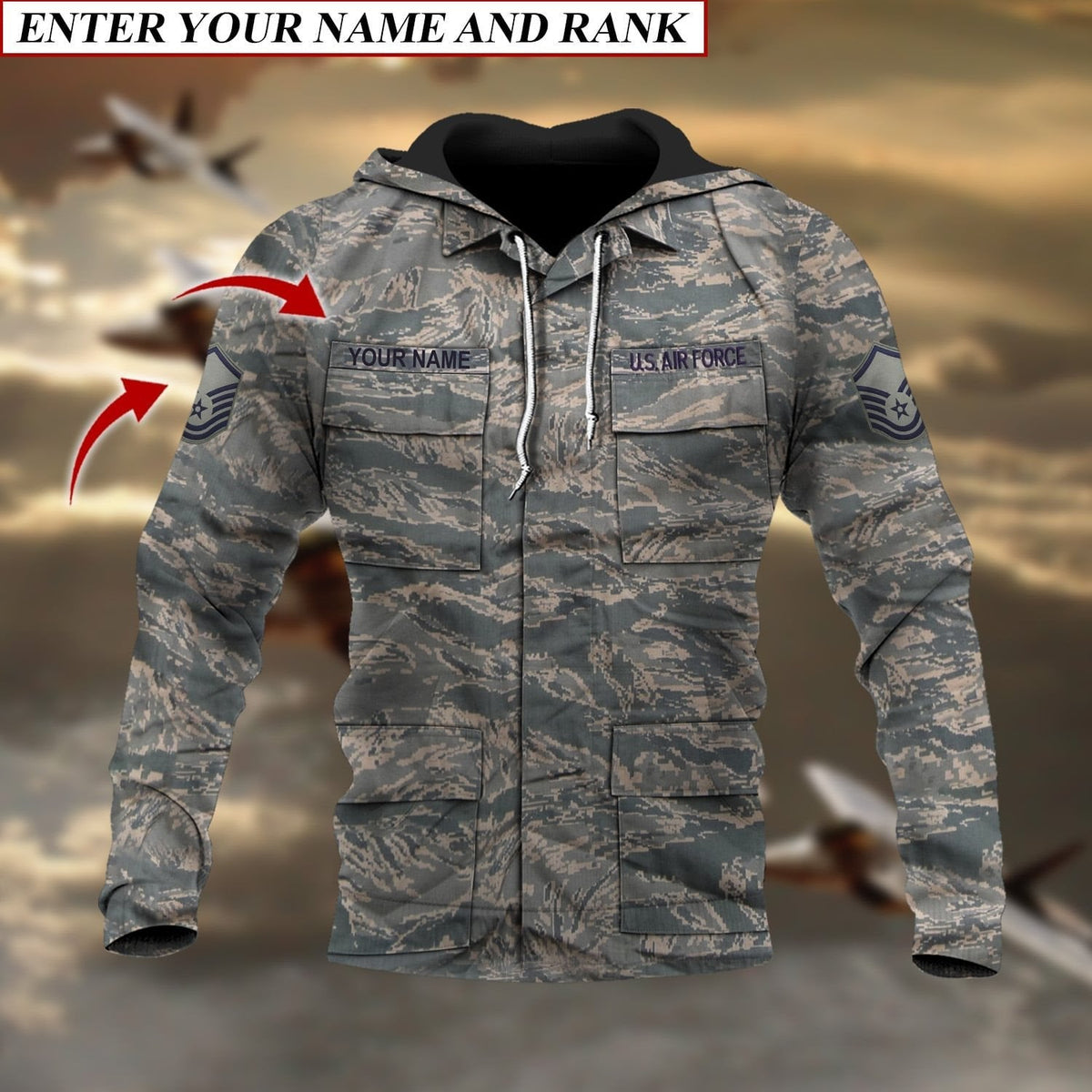 BJ Premium Multiple US Military Services Veteran Personalize Hoodie