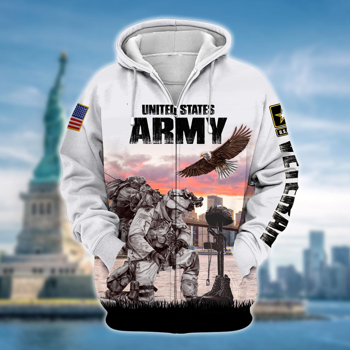 BJ Unique Multiple Service US Veteran Zip Hoodie