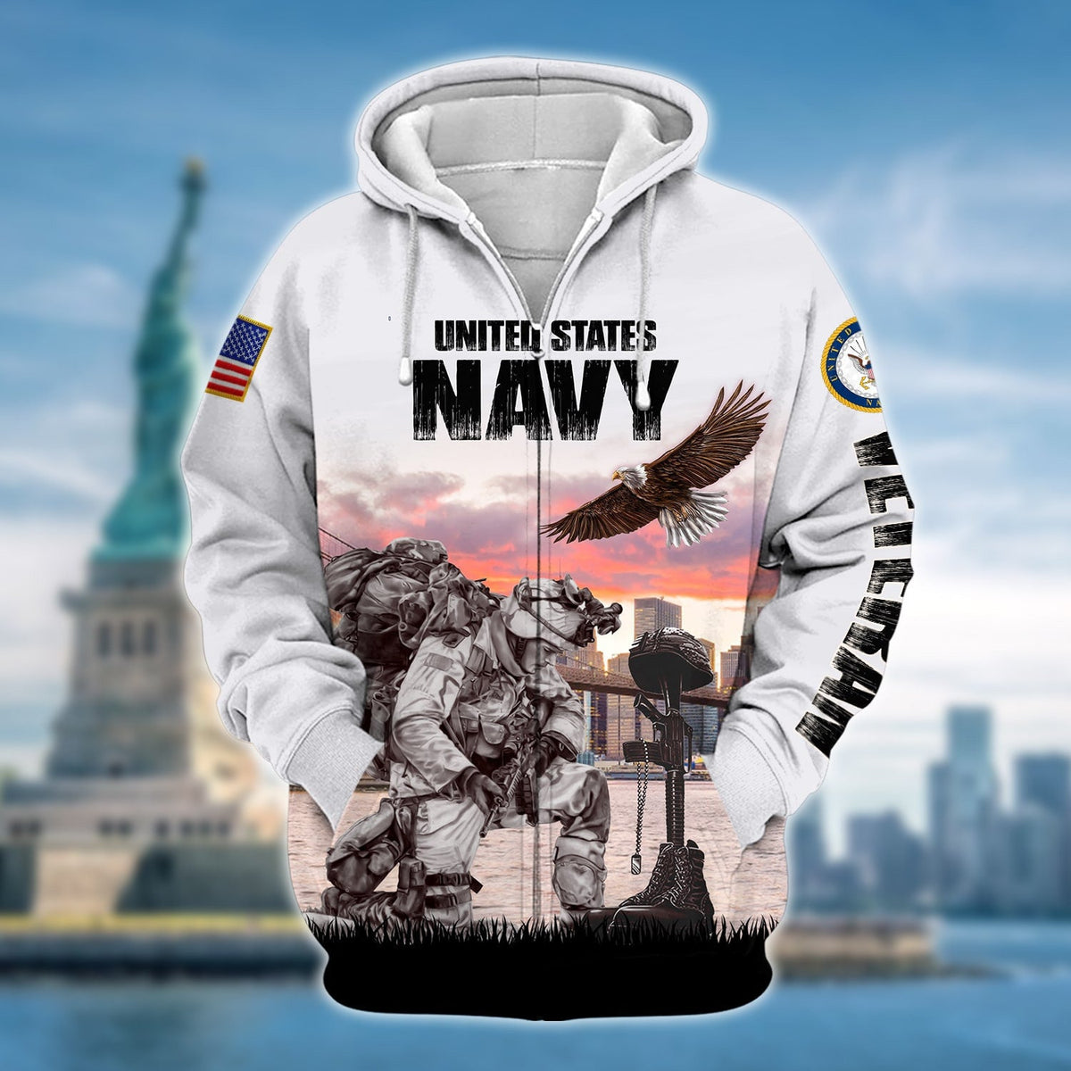 BJ Unique Multiple Service US Veteran Zip Hoodie
