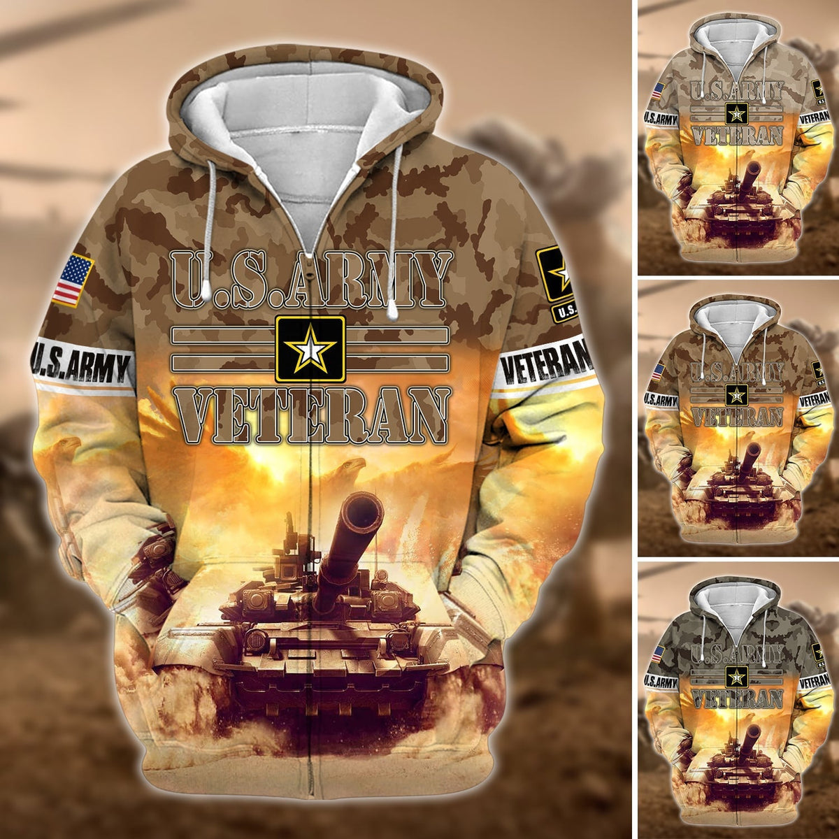 BJ Premium U.S. Army Veteran Zip Hoodie