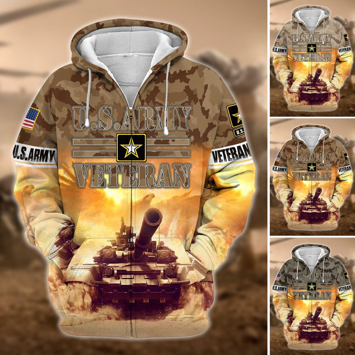 BJ Premium U.S. Army Veteran Zip Hoodie