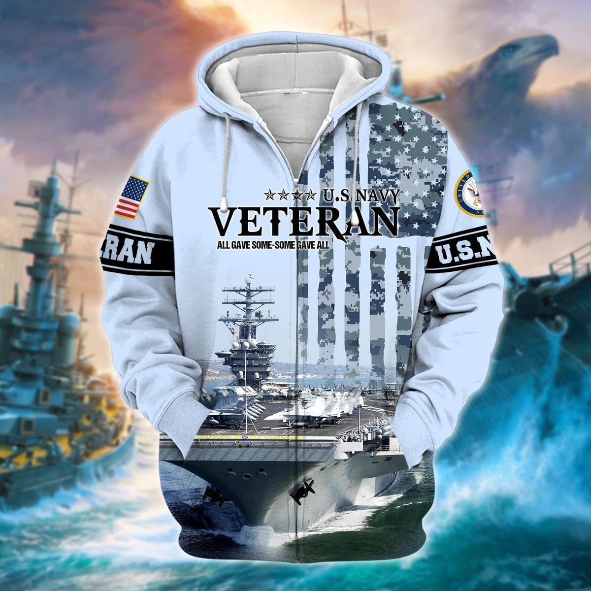 BJ Unique U.S. Navy Veteran Zip Hoodie
