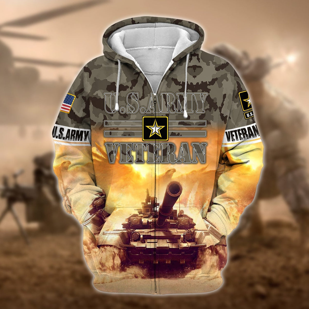BJ Premium U.S. Army Veteran Zip Hoodie