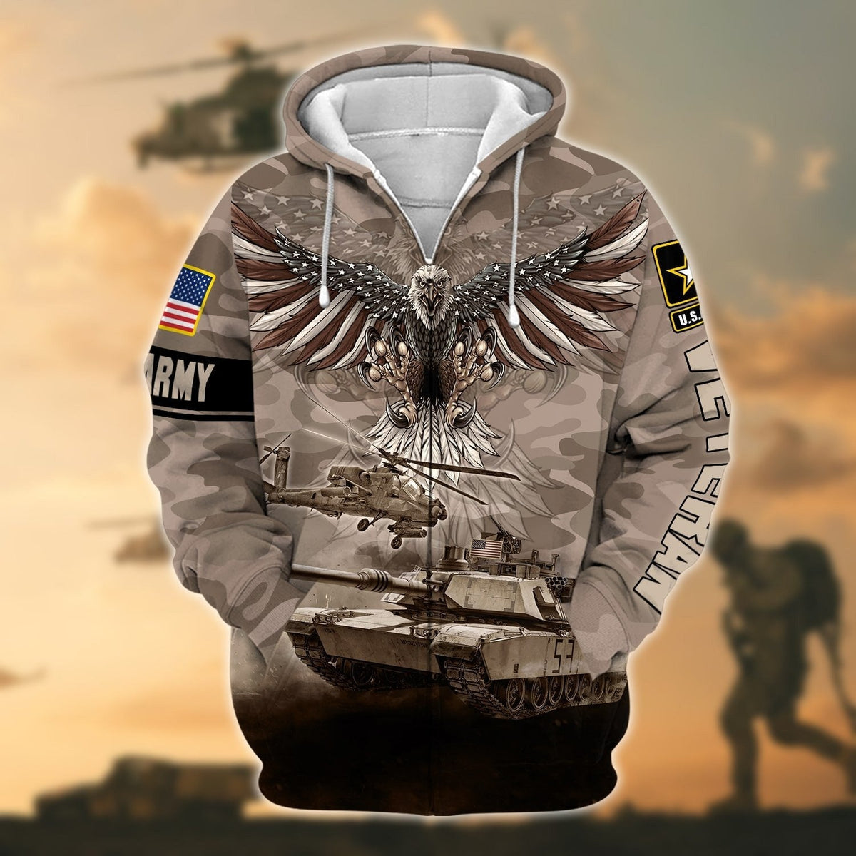 BJ Premium U.S. Army Veteran Zip Hoodie