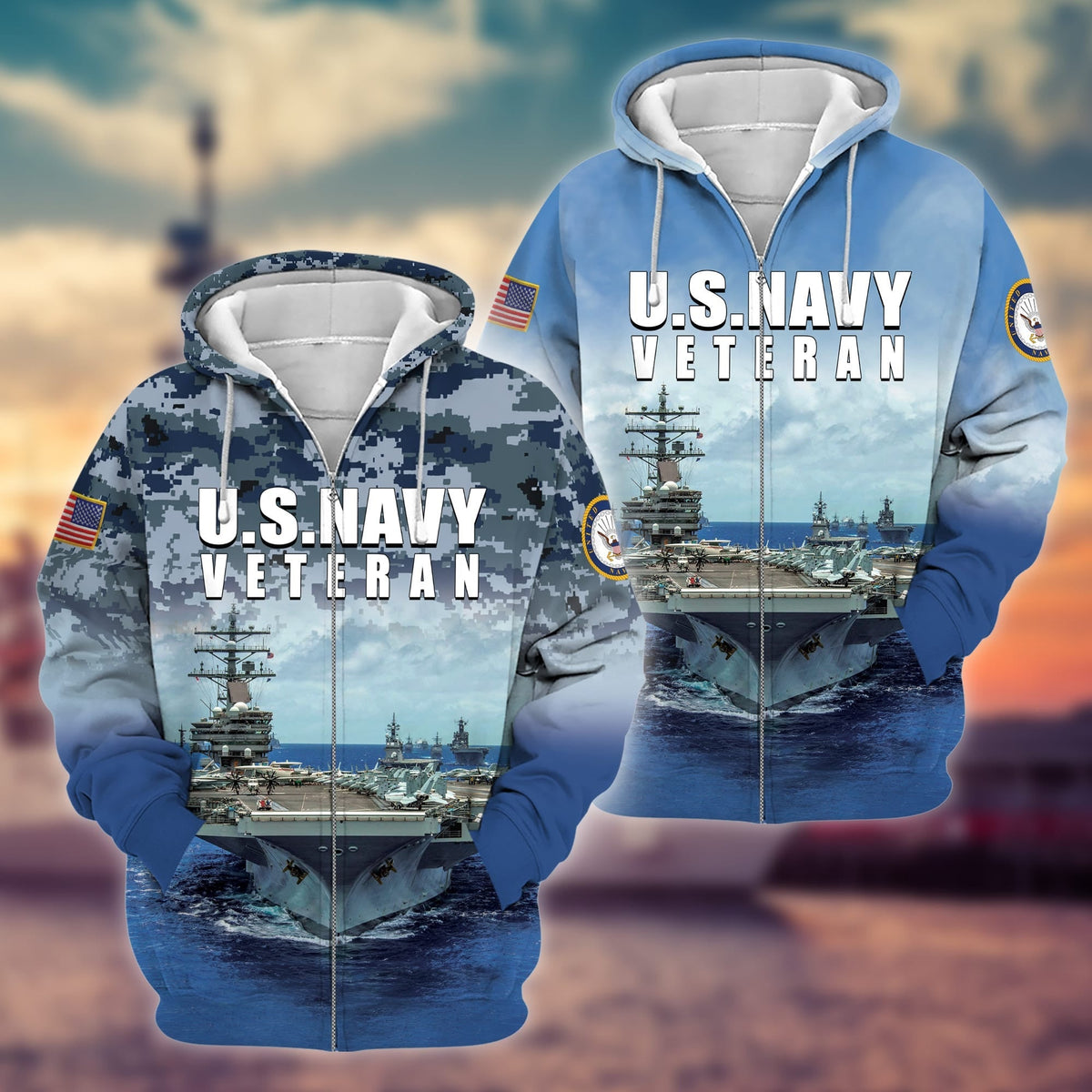 BJ Premium U.S. Navy Veteran Zip Hoodie