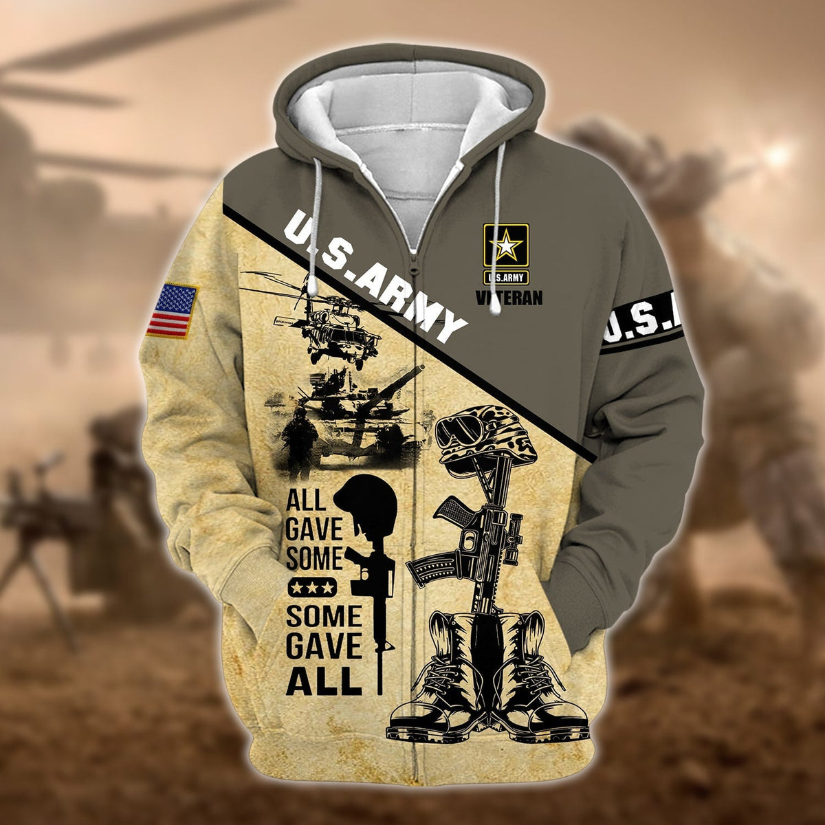 BJ Unique U.S.Army Veteran Zip Hoodie