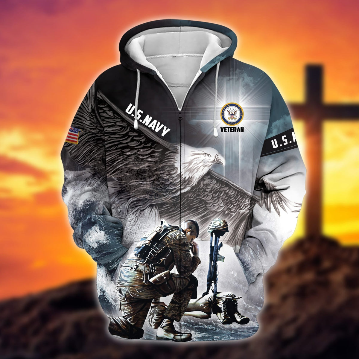 BJ Premium U.S. Navy Veteran Zip Hoodie