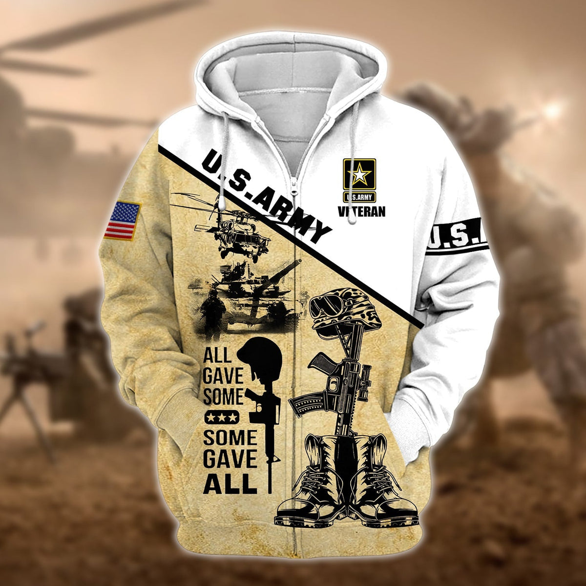 BJ Unique U.S.Army Veteran Zip Hoodie