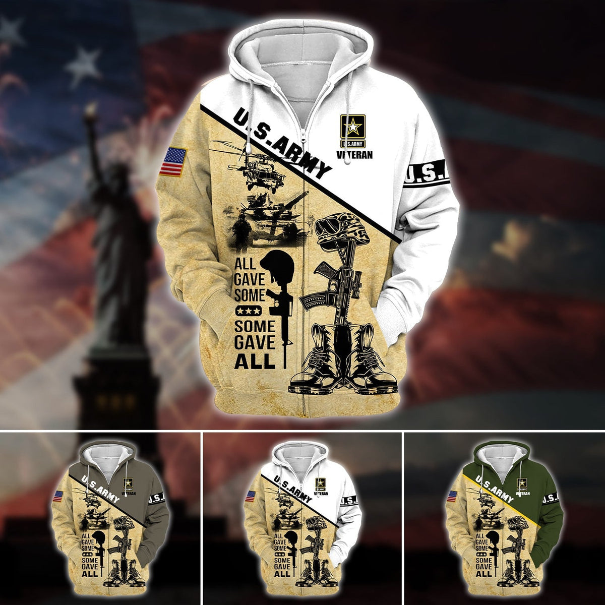 BJ Unique U.S.Army Veteran Zip Hoodie