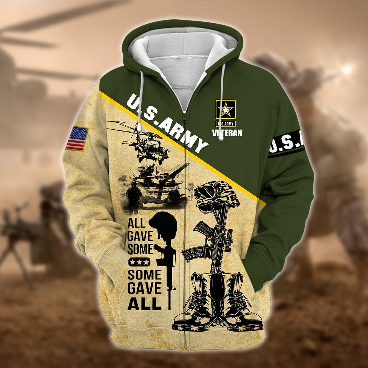 BJ Unique U.S.Army Veteran Zip Hoodie