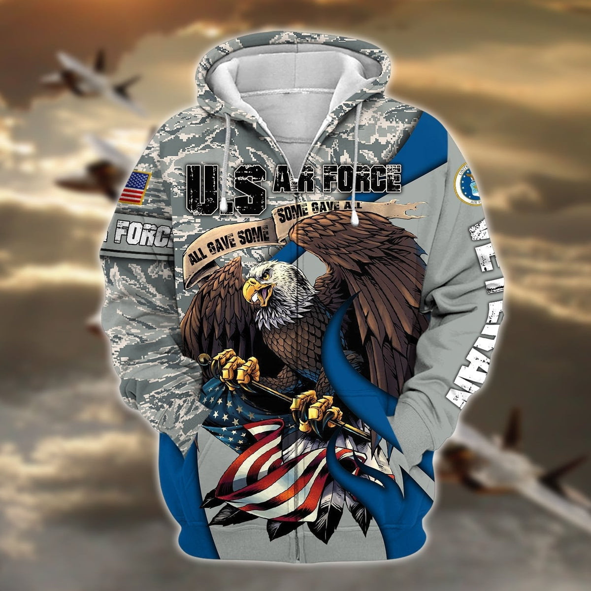 BJ Premium U.S Multiple Service Veteran Zip Hoodie