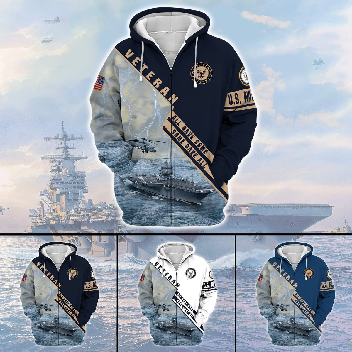 BJ Premium U.S. Navy Veteran Zip Hoodie