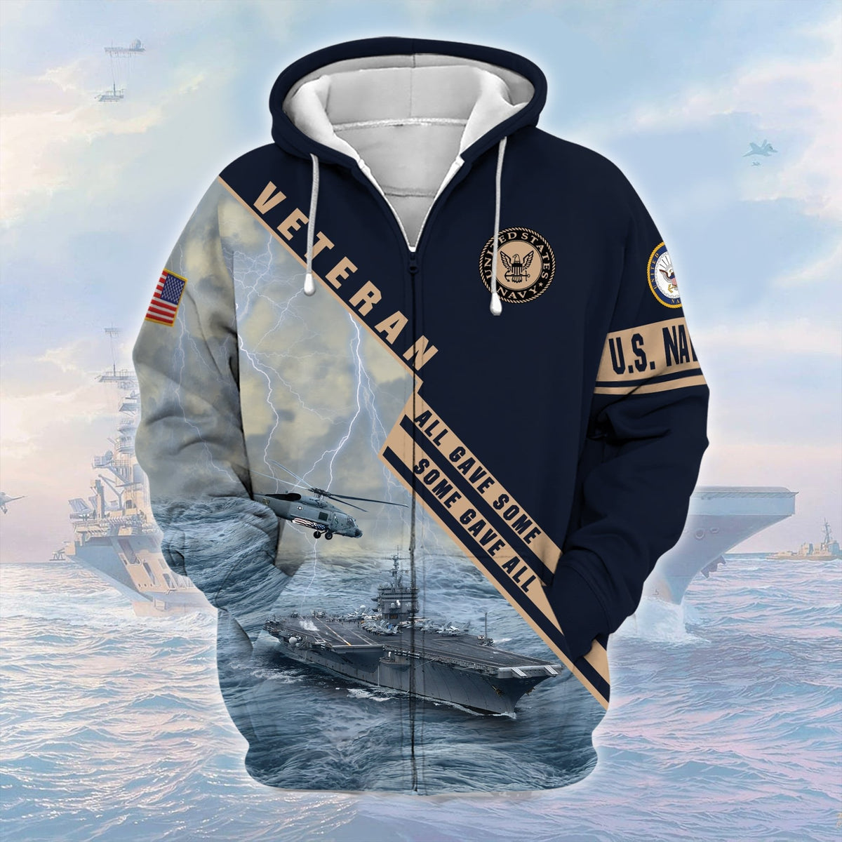 BJ Premium U.S. Navy Veteran Zip Hoodie