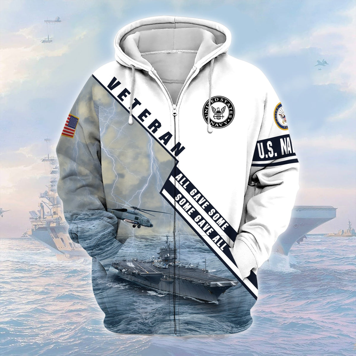 BJ Premium U.S. Navy Veteran Zip Hoodie
