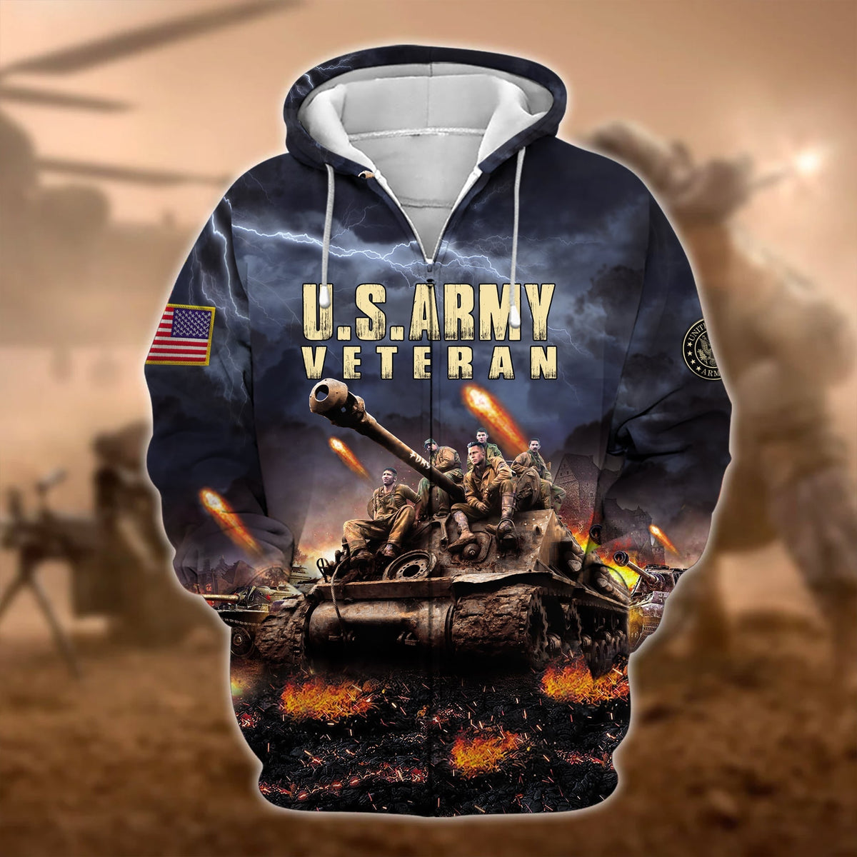 BJ Premium U.S. Army Veteran Zip Hoodie