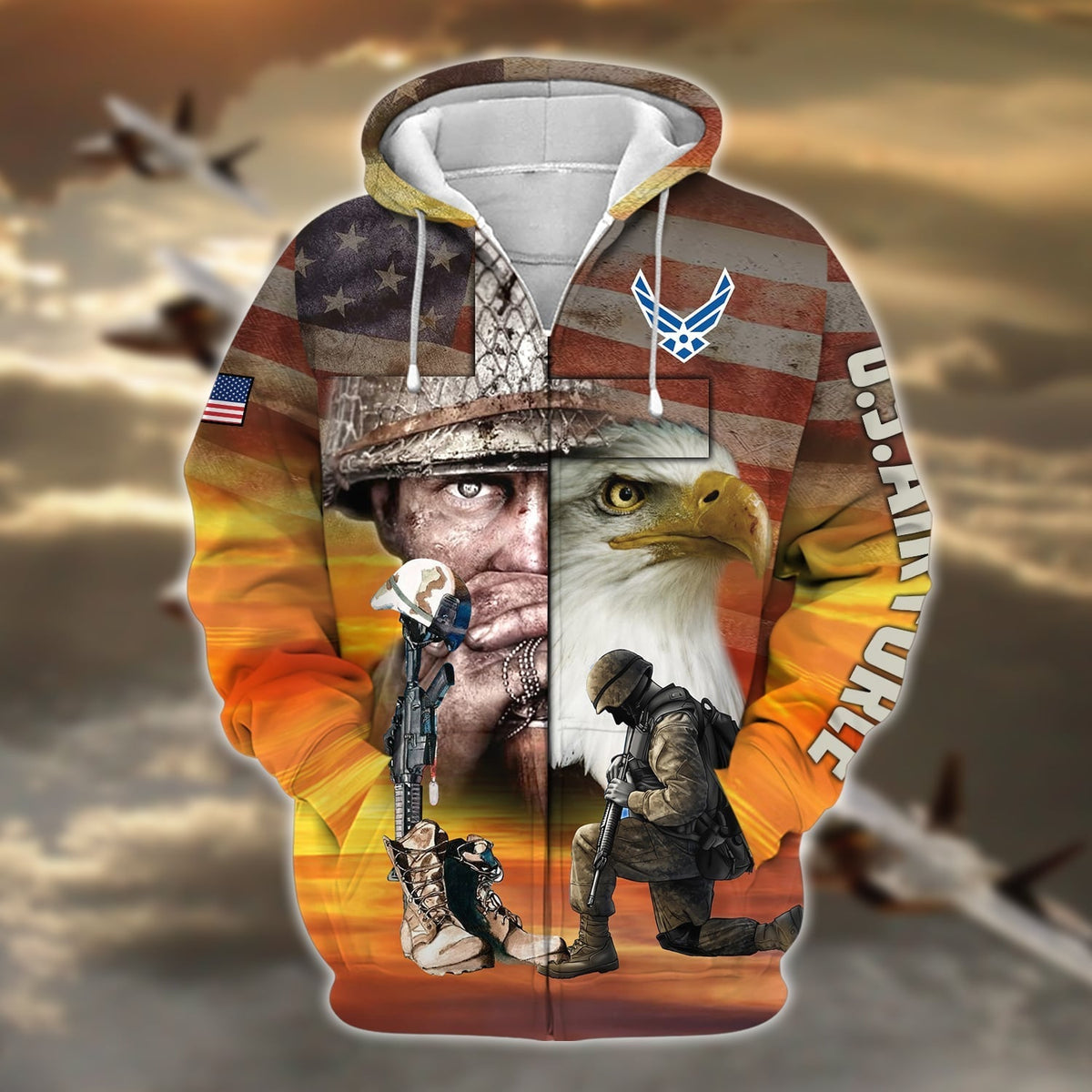 BJ Proud U.S.Veteran Zip Hoodie