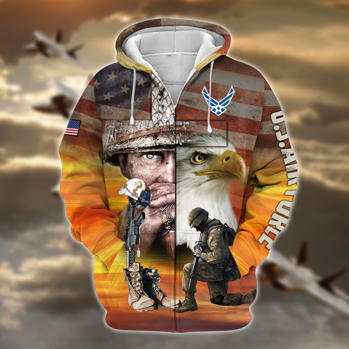 BJ Proud U.S.Veteran Zip Hoodie