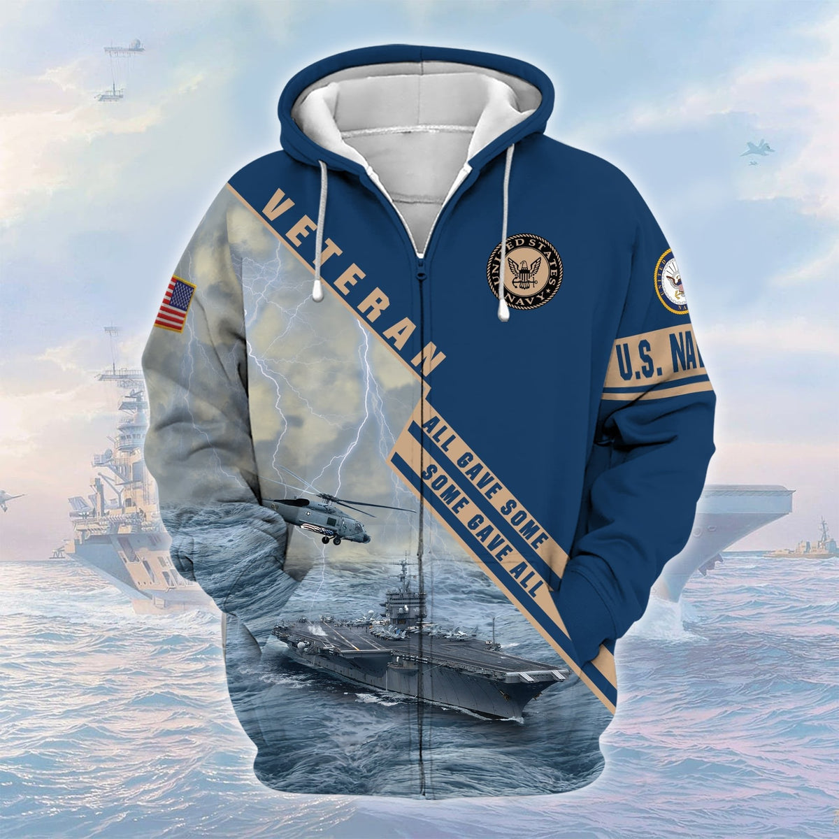 BJ Premium U.S. Navy Veteran Zip Hoodie