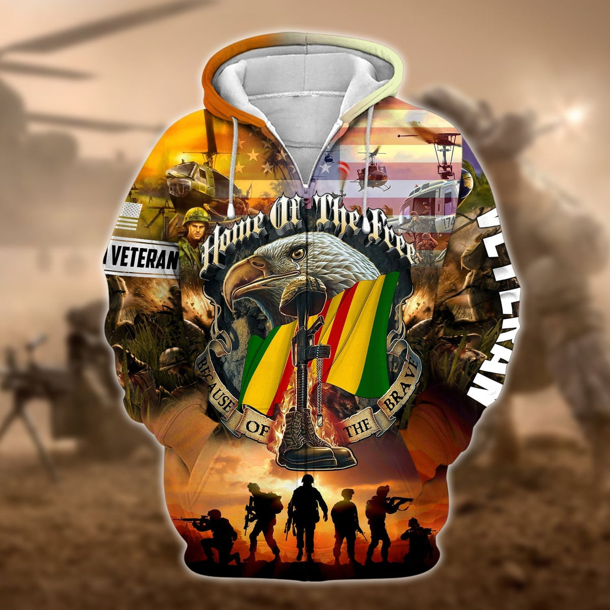 BJ Proud To Have Served Vietnam Veteran Zip Hoodie