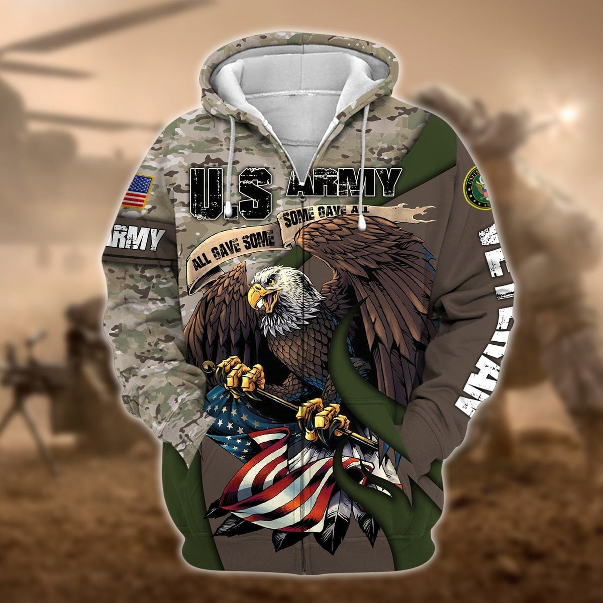 BJ Premium U.S Multiple Service Veteran Zip Hoodie
