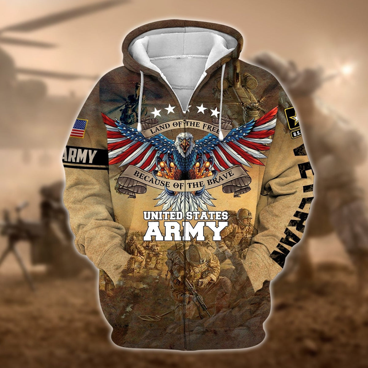 BJ Unique U.S. Army Veteran Zip Hoodie
