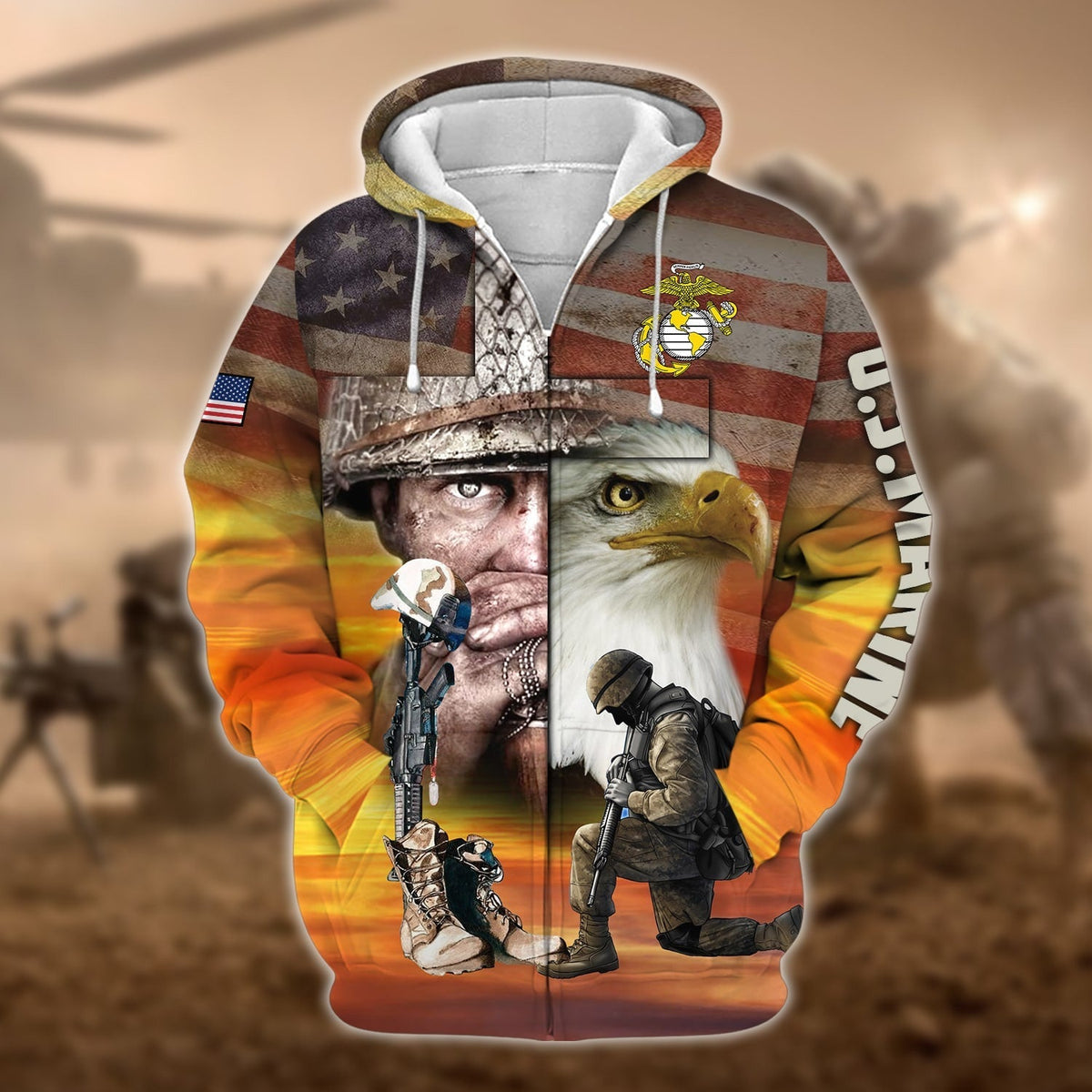 BJ Proud U.S.Veteran Zip Hoodie