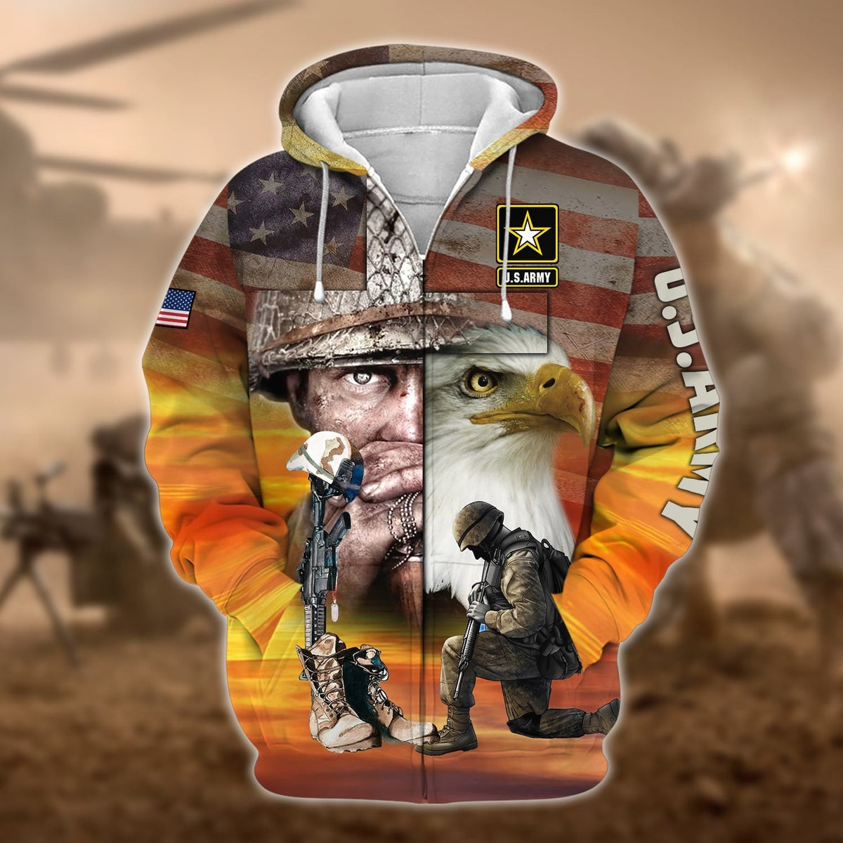 BJ Proud U.S.Veteran Zip Hoodie