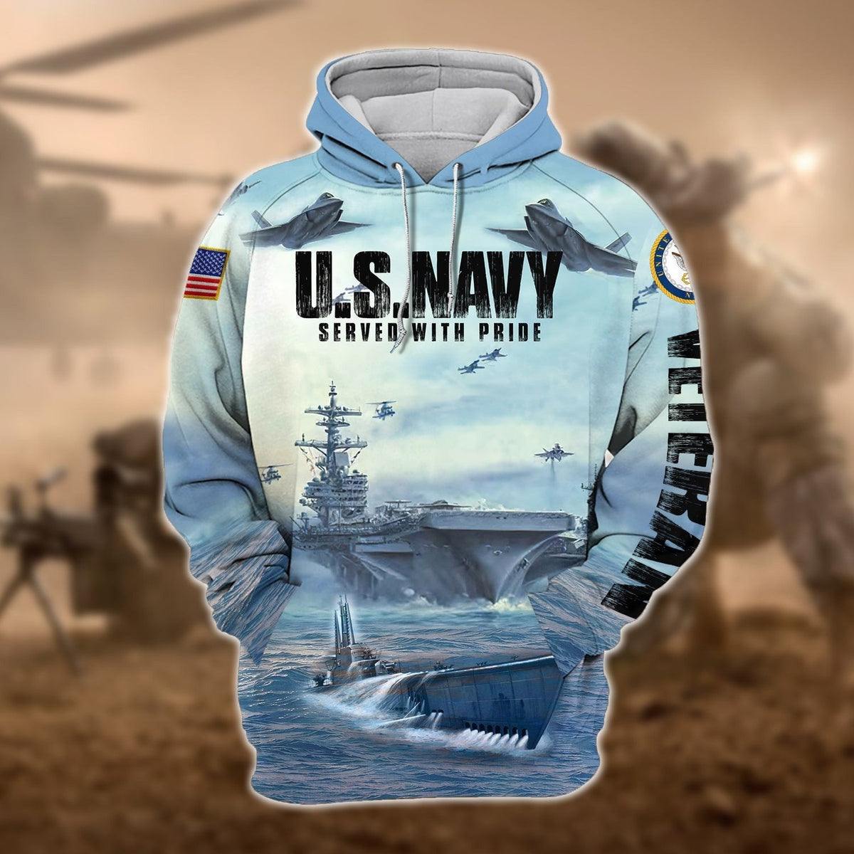 BJ Premium U.S. Navy Veteran Zip Hoodie